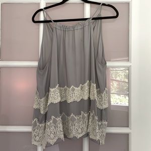 Loft grey and cream lace camisole